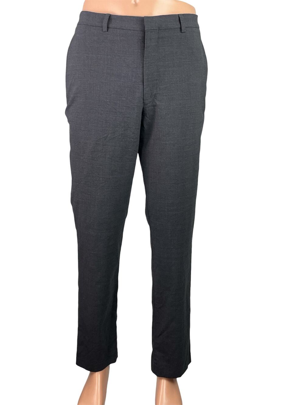 Cole Haan Grand Mens Black Wool Slim Tapered Leg Trouser Dress Pants Sz 36W 32L